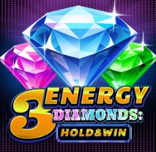 3 Energy Diamonds Hold & Win slot with glowing blue, pink and green diamonds