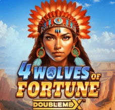 4 Wolves of Fortune DoubleMax slot with a woman in a feathered headdress