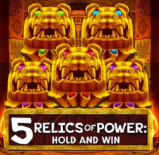 5 Relics of Power Hold and Win slot with golden jaguar heads and gem eyes