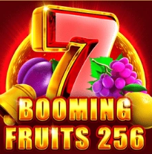 Booming Fruits 256 slot with a lucky seven, bell, grapes and lemon