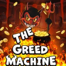 The Greed Machine slot with a cartoon devil and a cauldron of gold coins