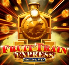 Fruit Train Express Hold & Win slot with a golden steam locomotive and coins