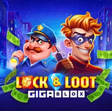 Lock & Loot GIGABLOX slot with a police officer and a thief