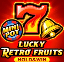 Lucky Retro Fruits Hold & Win slot with a flaming seven and golden bell