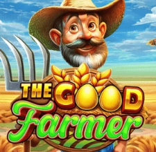 The Good Farmer slot with a smiling bearded farmer and golden eggs