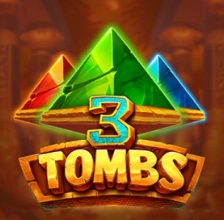 3 Tombs slot with red, green and blue glowing pyramids