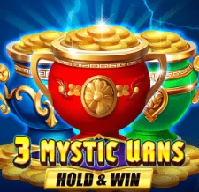3 Mystic Urns Hold & Win slot with red, blue and green urns of gold coins